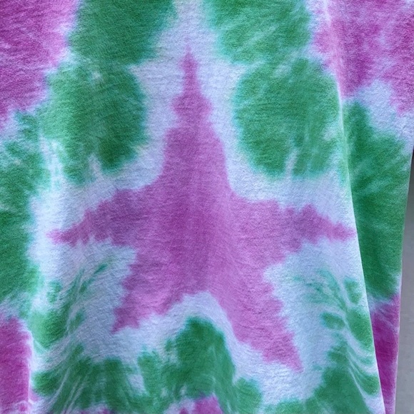 Day by Daydreamer Womens small short sleeve tiedye pink and green star tee - Picture 5 of 9